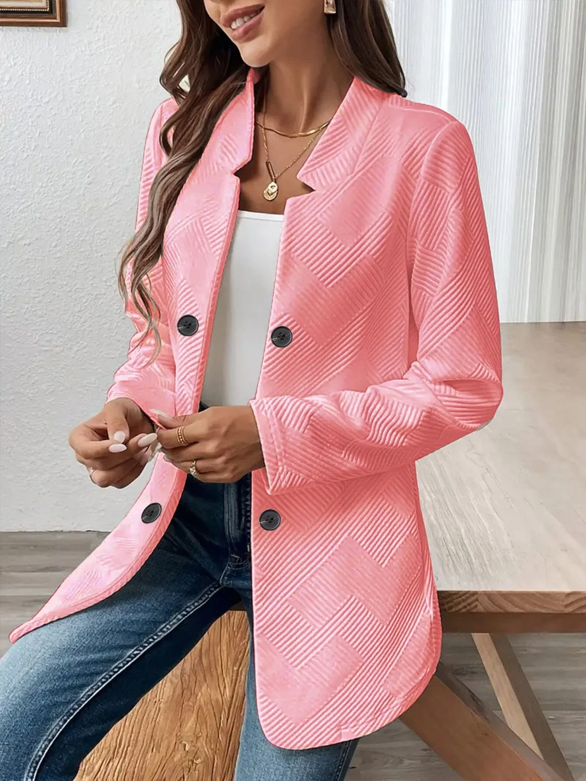 Simple Regular Fit Plain Blazer