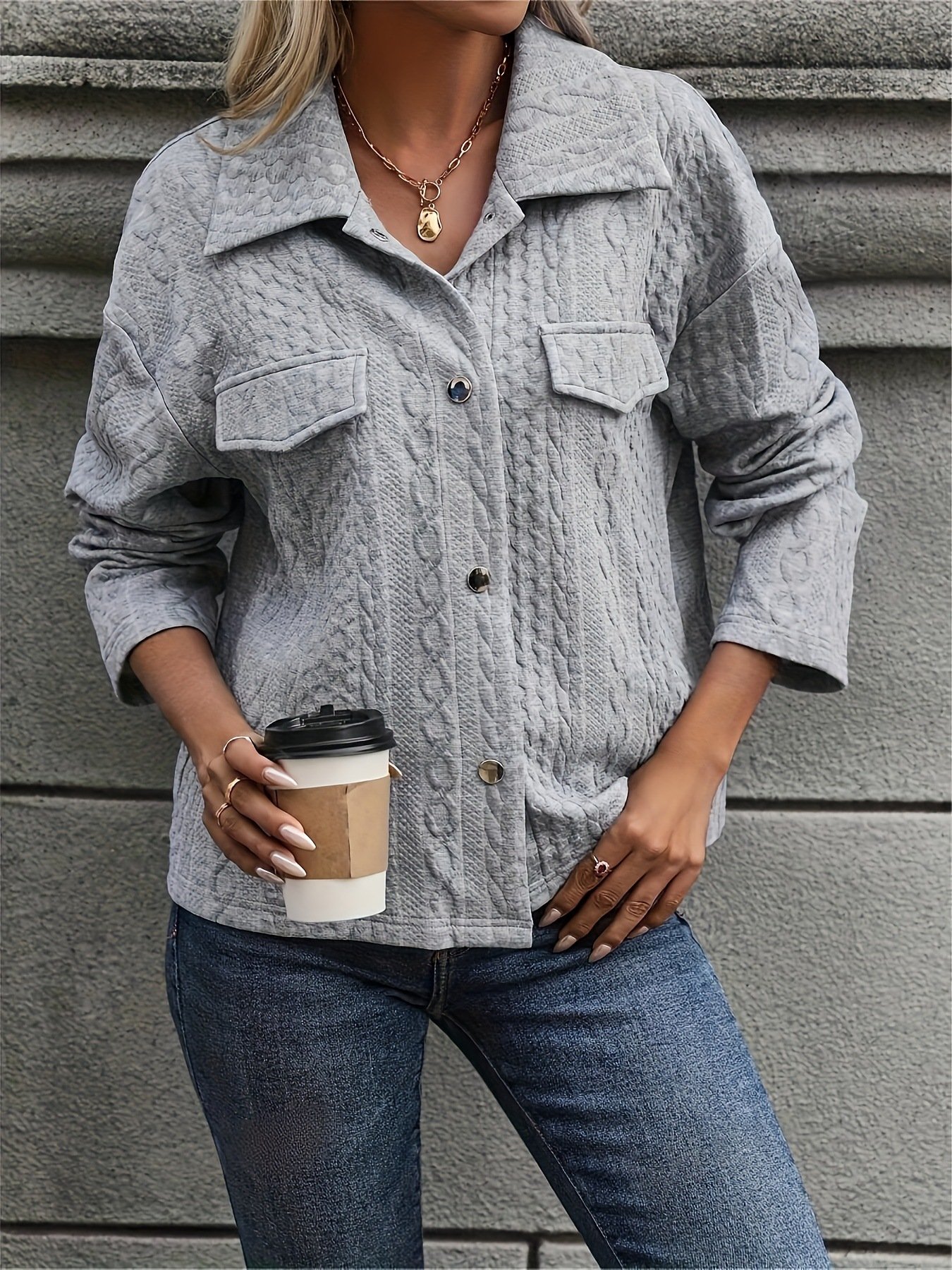 Urban Loose Buckle Shawl Collar Jacket