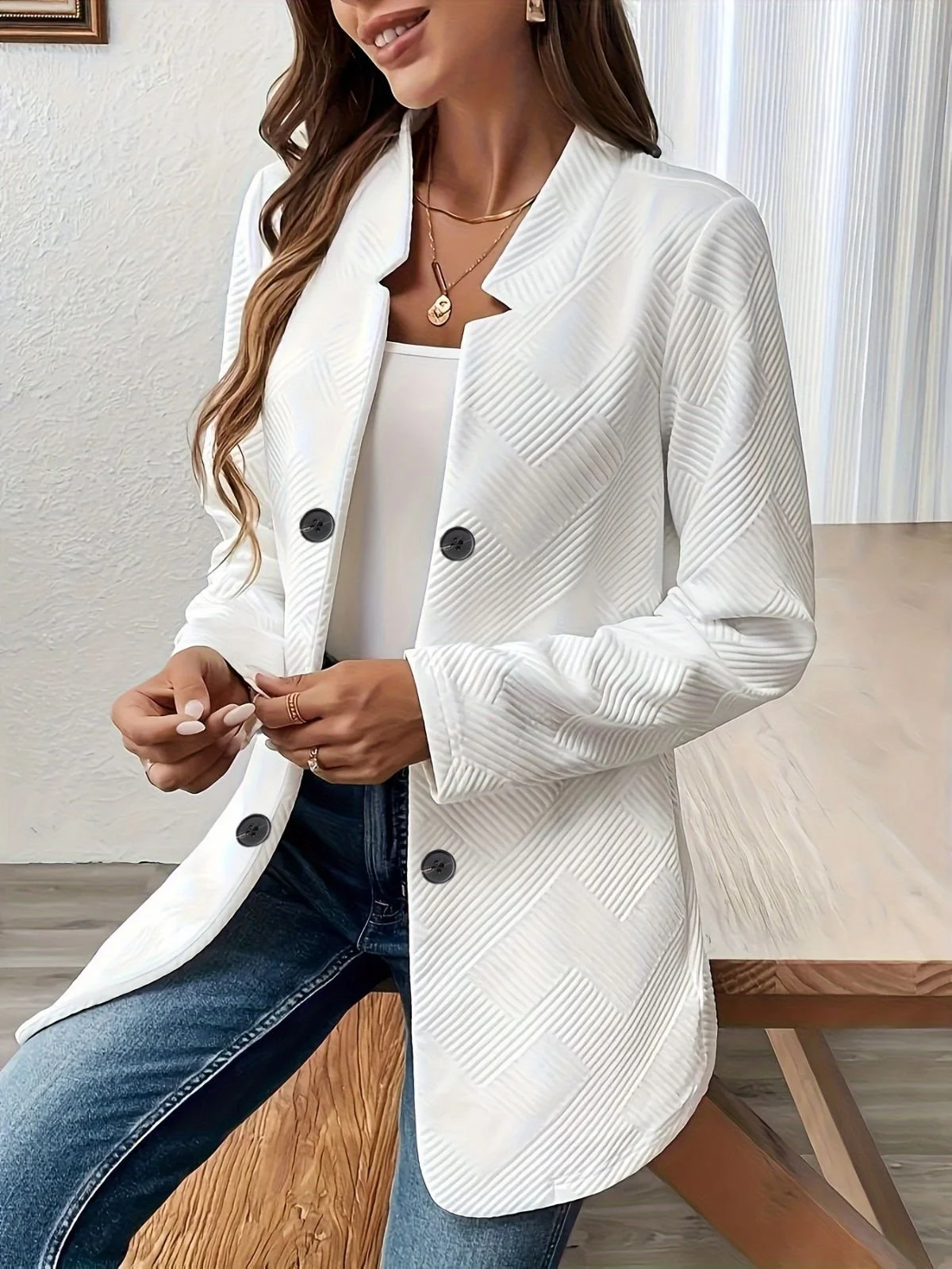 Simple Regular Fit Plain Blazer