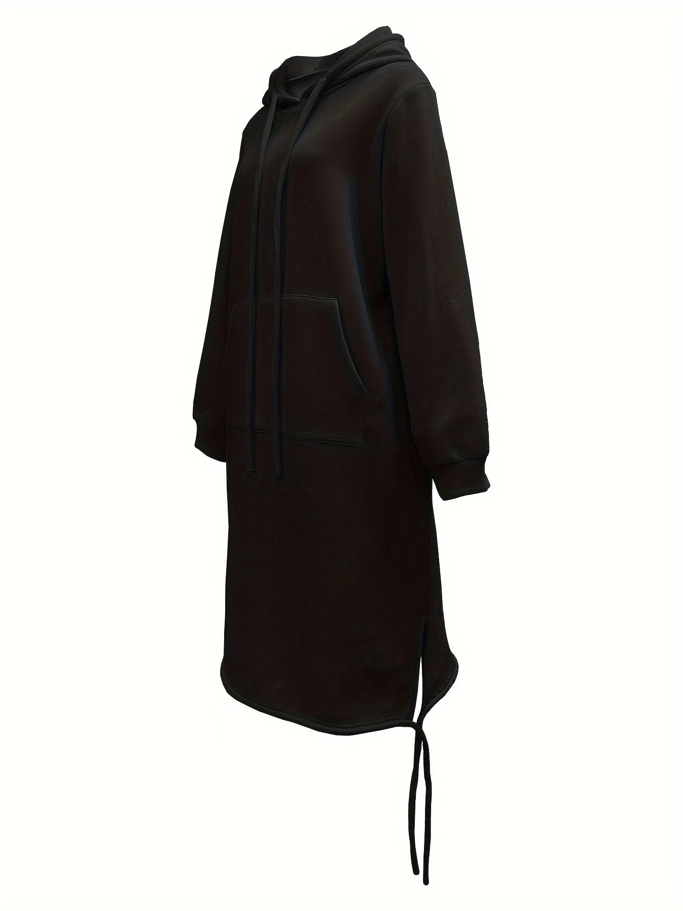 Women's Long Sleeve Spring/Fall Green Plain Split Joint Hooded Daily Going Out Vintage Maxi A-Line Hoodie Dress