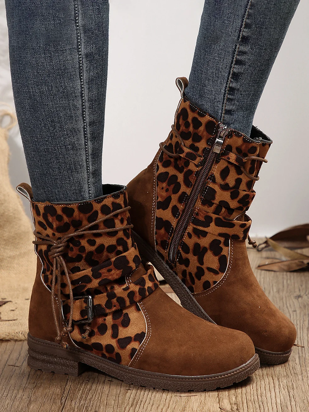 Pu Color Block Autumn Boots