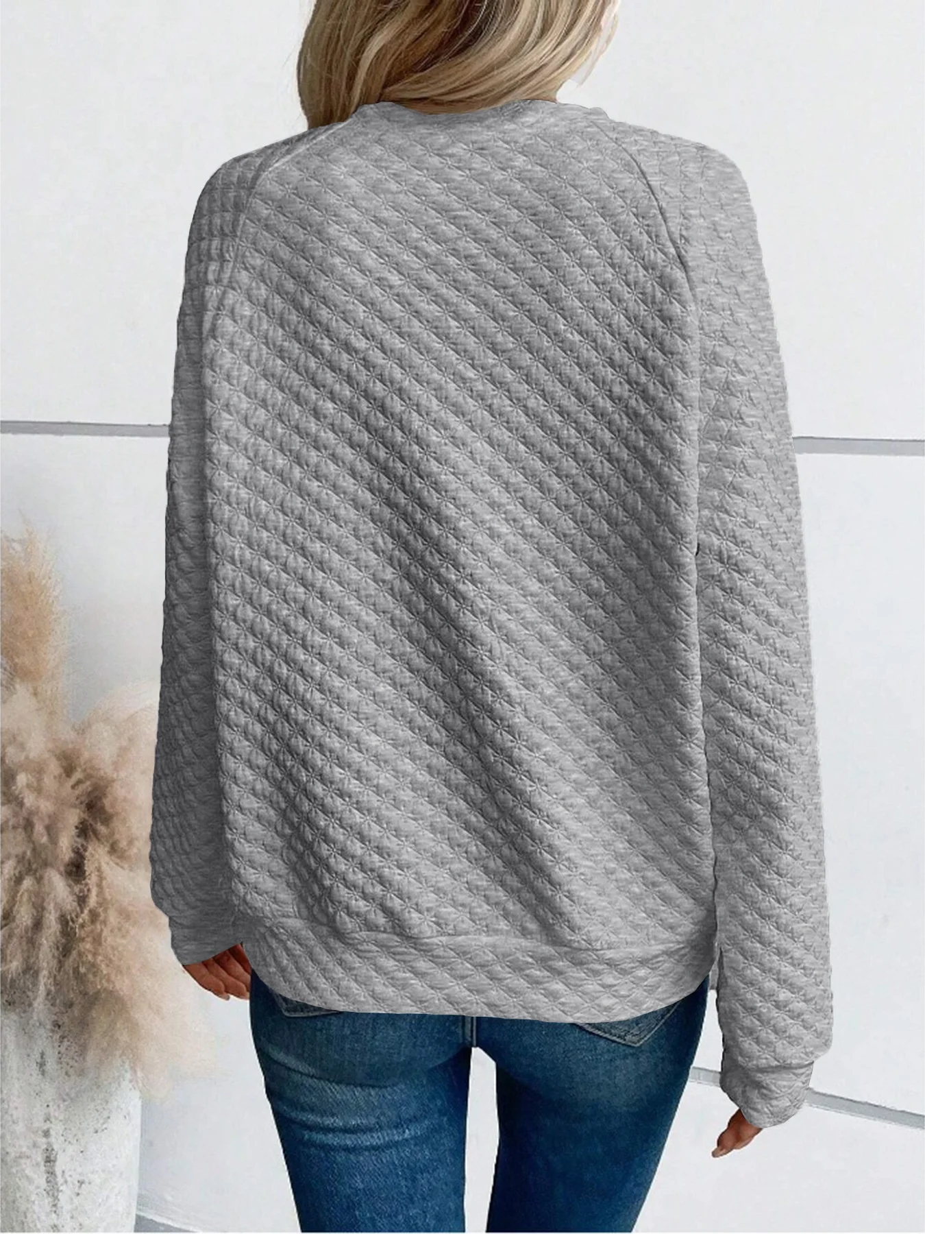 Sports Embossed Loose V Neck Sweatshirt