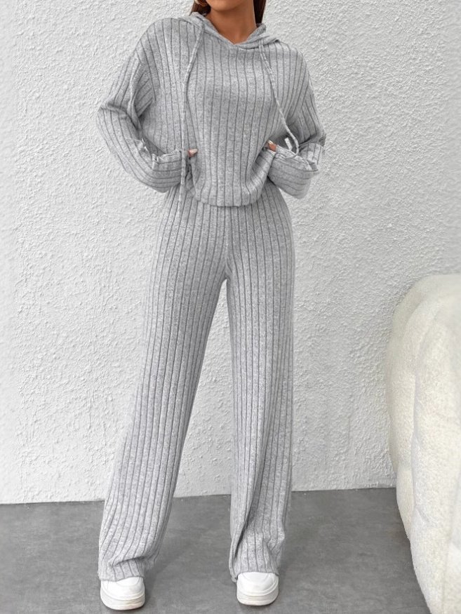 Women's Embossed Plain Daily Going Out Two-Piece Set Purple Casual Spring/Fall Top With Pants Matching Set