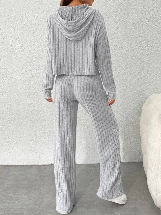 Women's Embossed Plain Daily Going Out Two-Piece Set Purple Casual Spring/Fall Top With Pants Matching Set