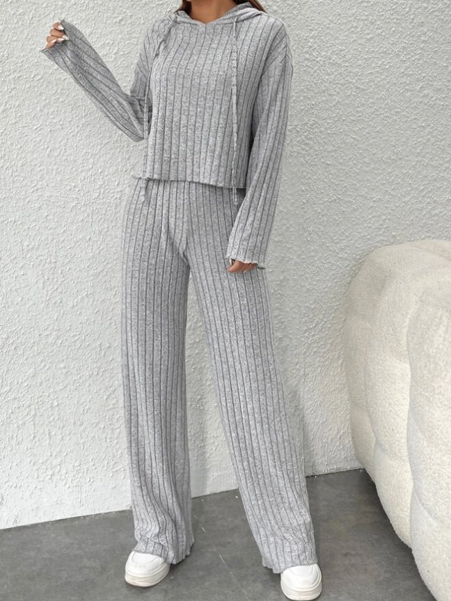 Women's Embossed Plain Daily Going Out Two-Piece Set Purple Casual Spring/Fall Top With Pants Matching Set