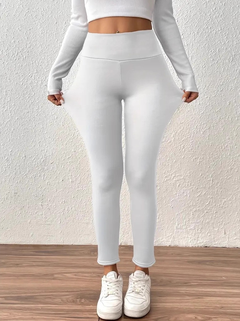 Women's plus velvet and thickened light lambskin leggings women's autumn and winter high waist tights warm pants yoga pants