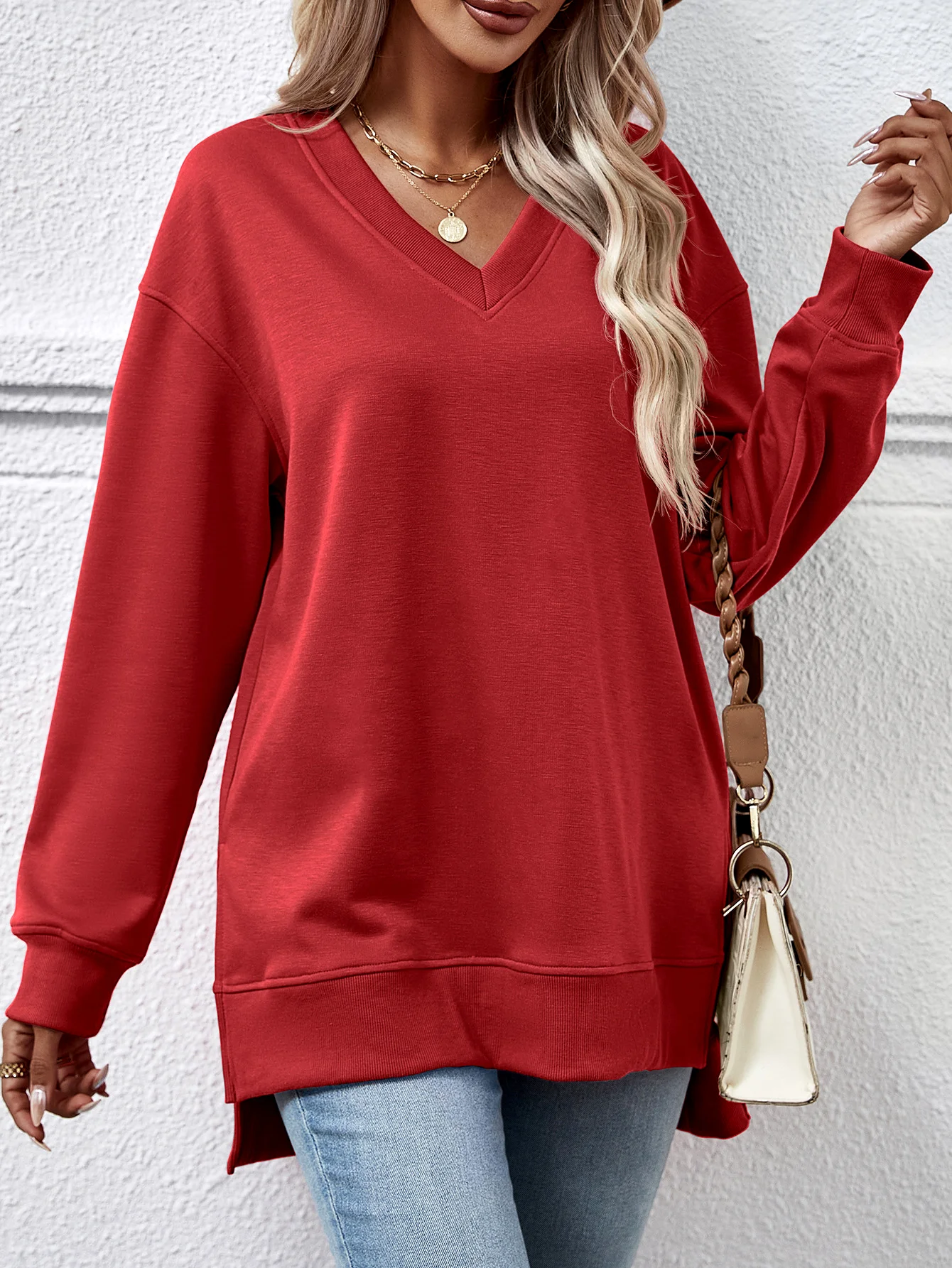 Crew Neck Plain Casual Sweatshirt