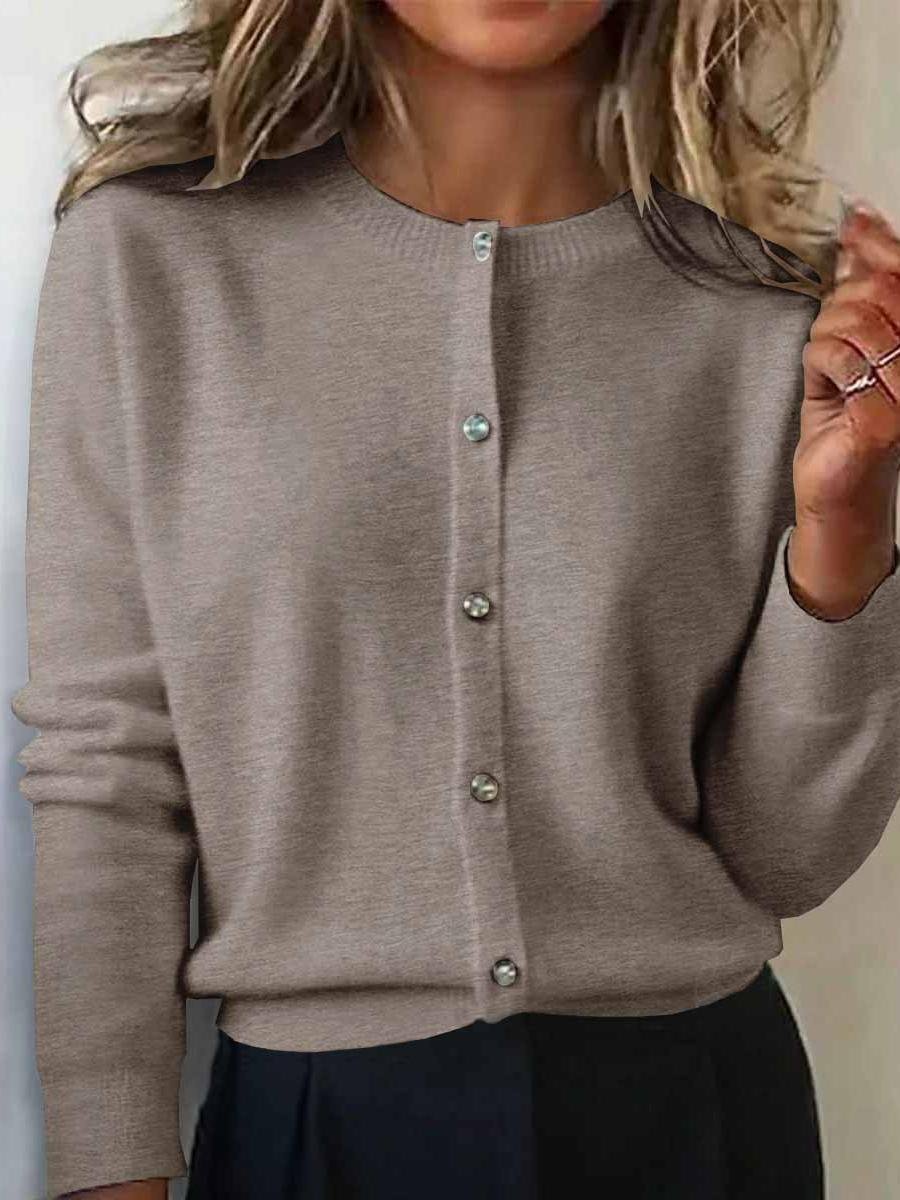 Women's Autumn And Winter Round Neck Cardigan Sweater Versatile Short Top Jacket