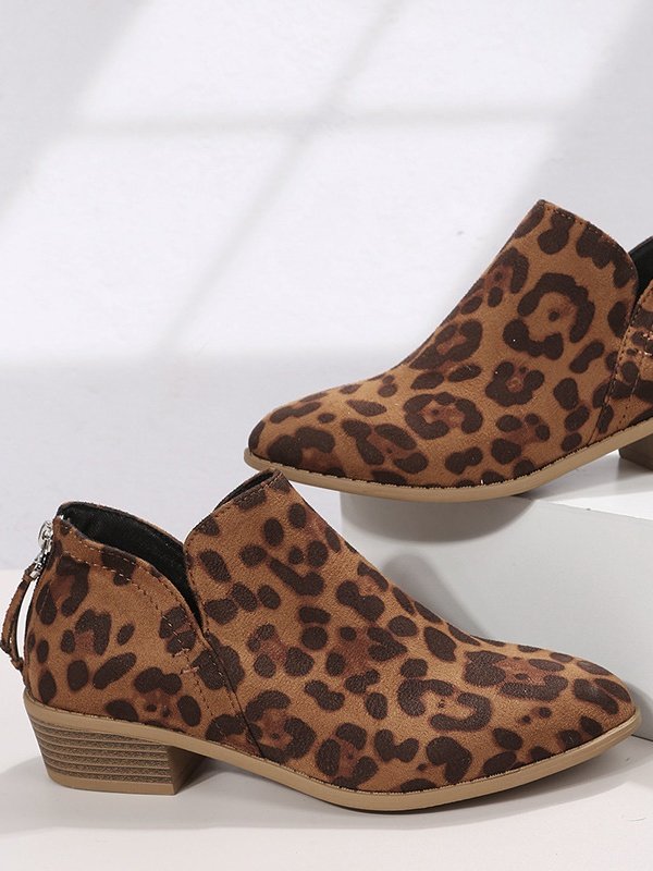 British Style Four Seasons Solid Color Pointed Toe Casual Rear Zipper Low Heel Thick Heel Single Shoes