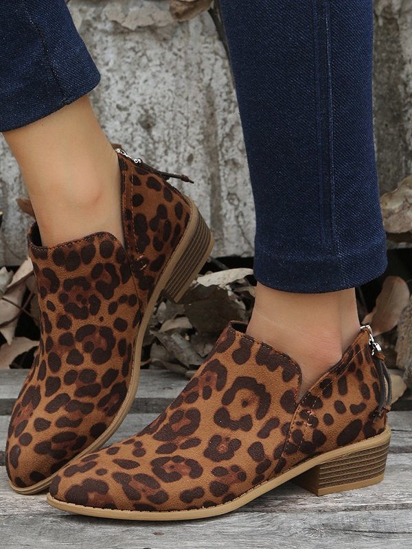 British Style Four Seasons Solid Color Pointed Toe Casual Rear Zipper Low Heel Thick Heel Single Shoes