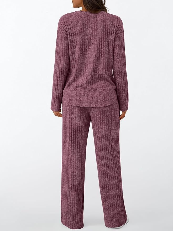 Cotton Plain Casual Two-Piece Set