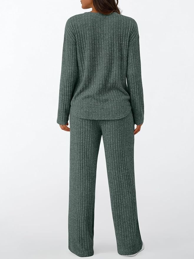 Cotton Plain Casual Two-Piece Set