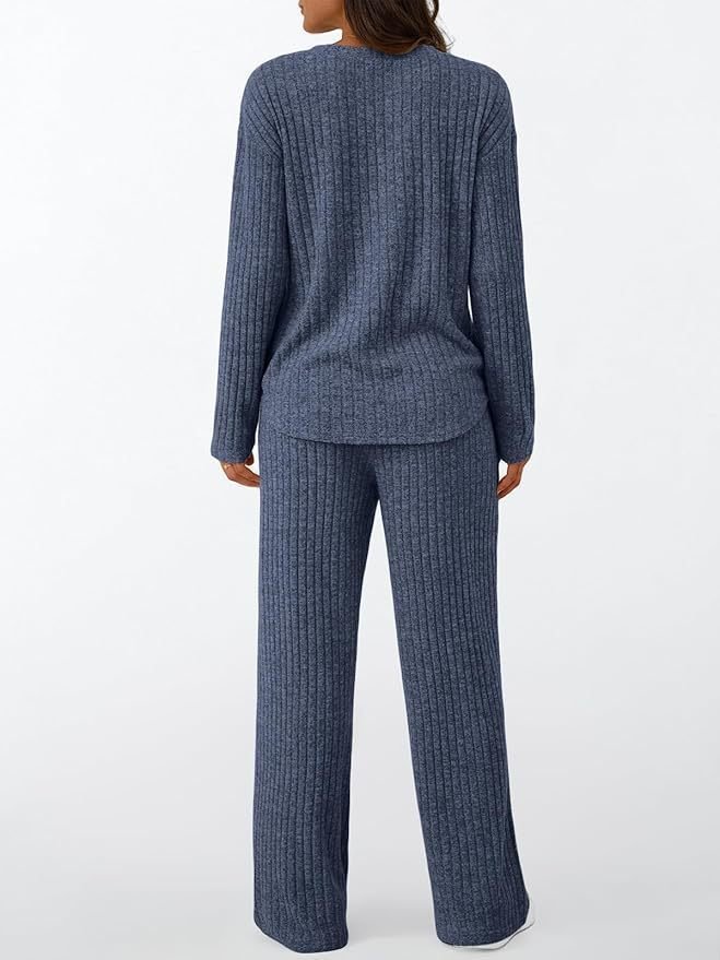 Cotton Plain Casual Two-Piece Set