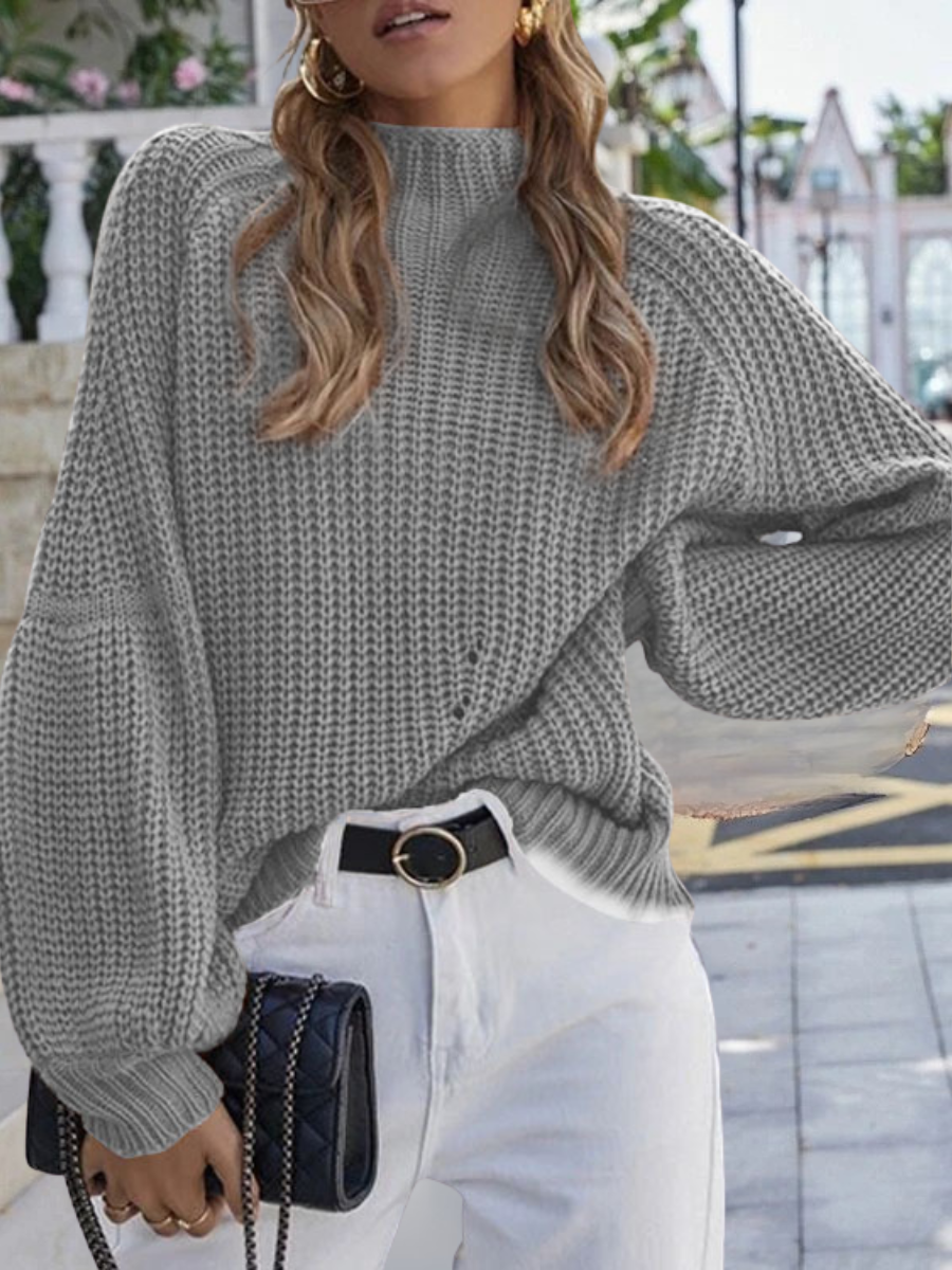 Loose Acrylic Lady Romance Plain Sweater