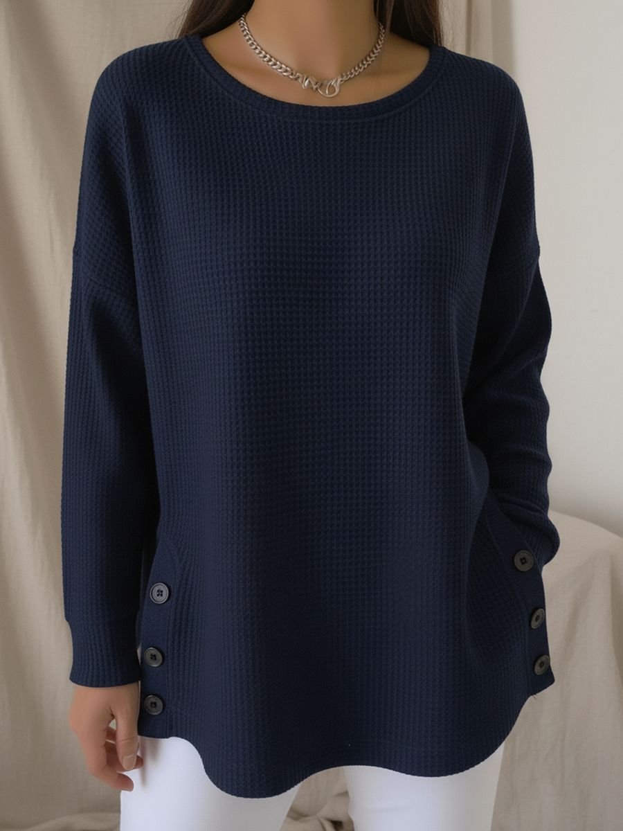 Women Plain Crew Neck Casual Long Sleeve T-shirt