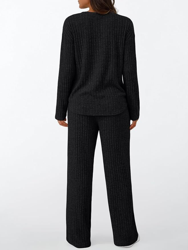 Cotton Plain Casual Two-Piece Set