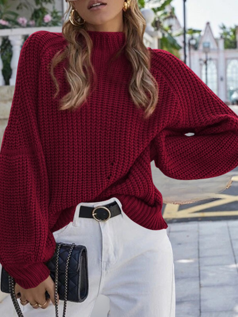 Loose Acrylic Lady Romance Plain Sweater