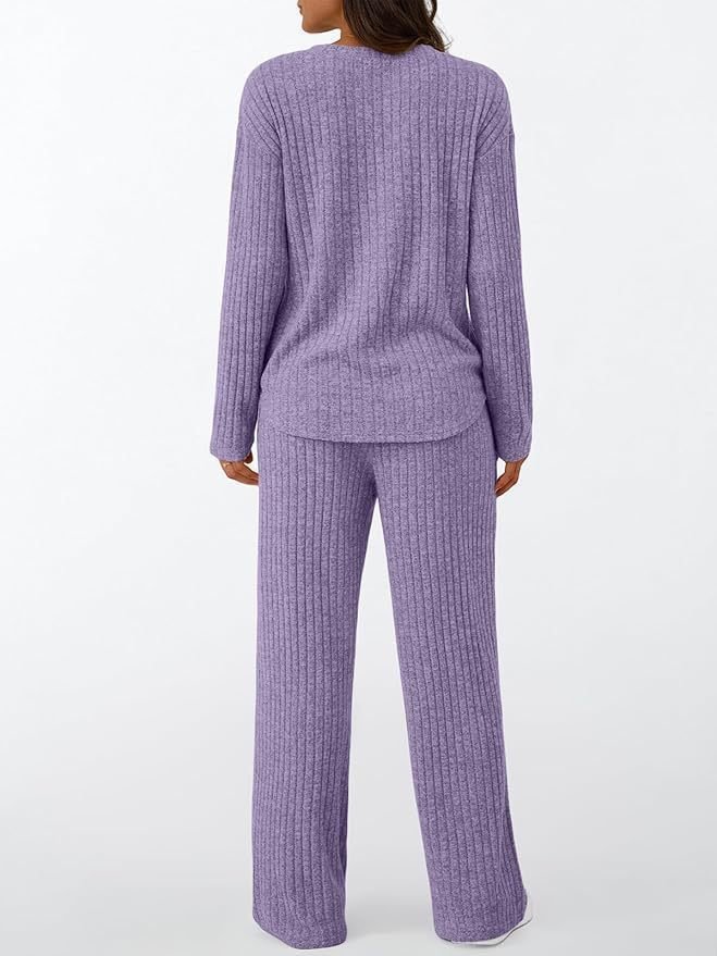 Cotton Plain Casual Two-Piece Set