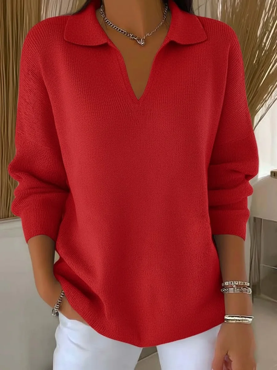 Women's Classic Casual Lapel Sweater