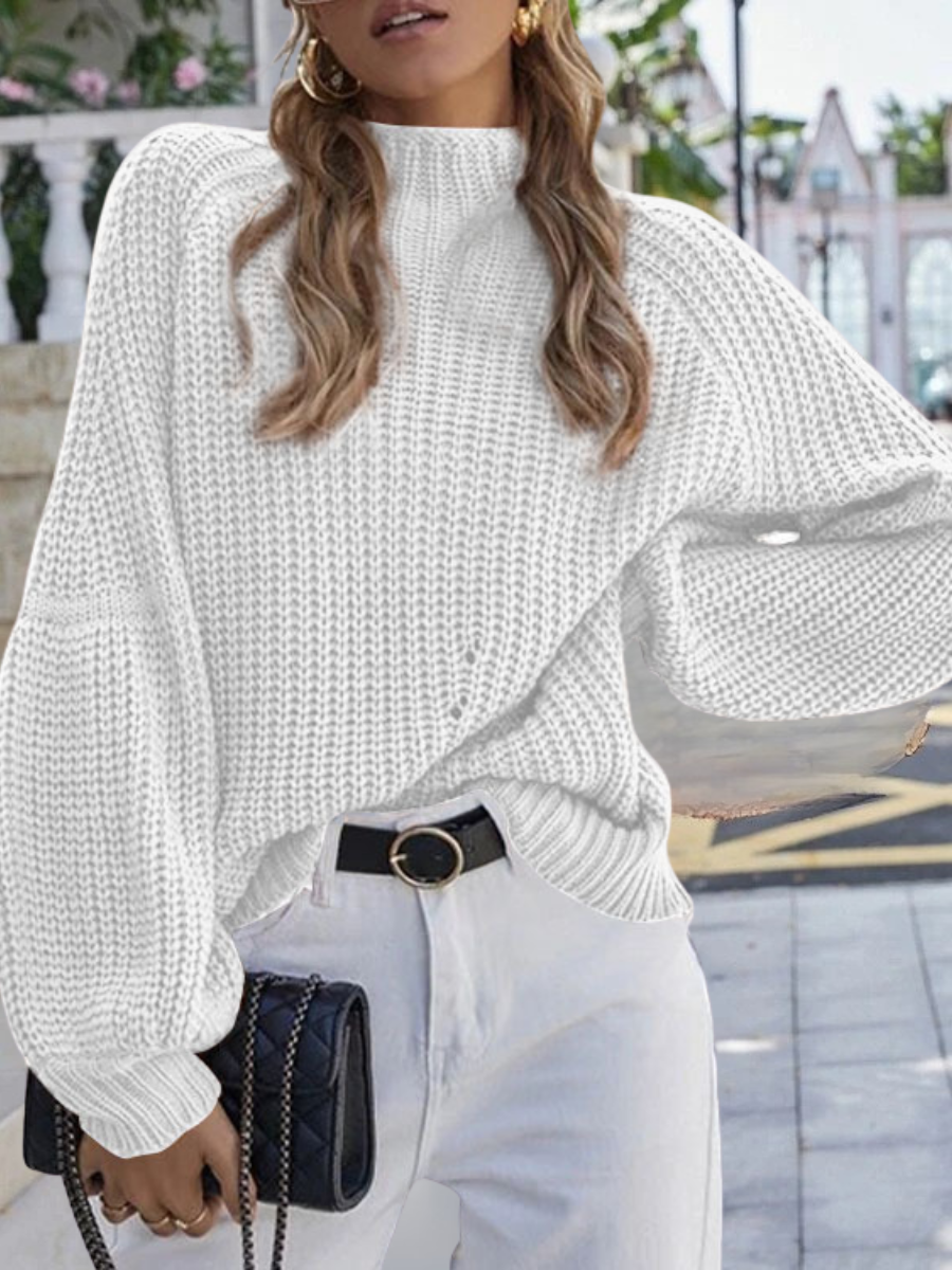 Loose Acrylic Lady Romance Plain Sweater