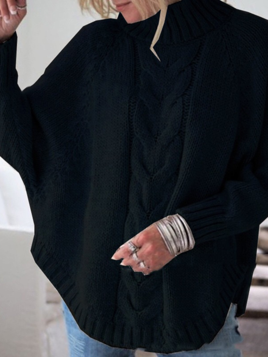 Split Joint Street Mock Neck Dolman Sleeve Sweater