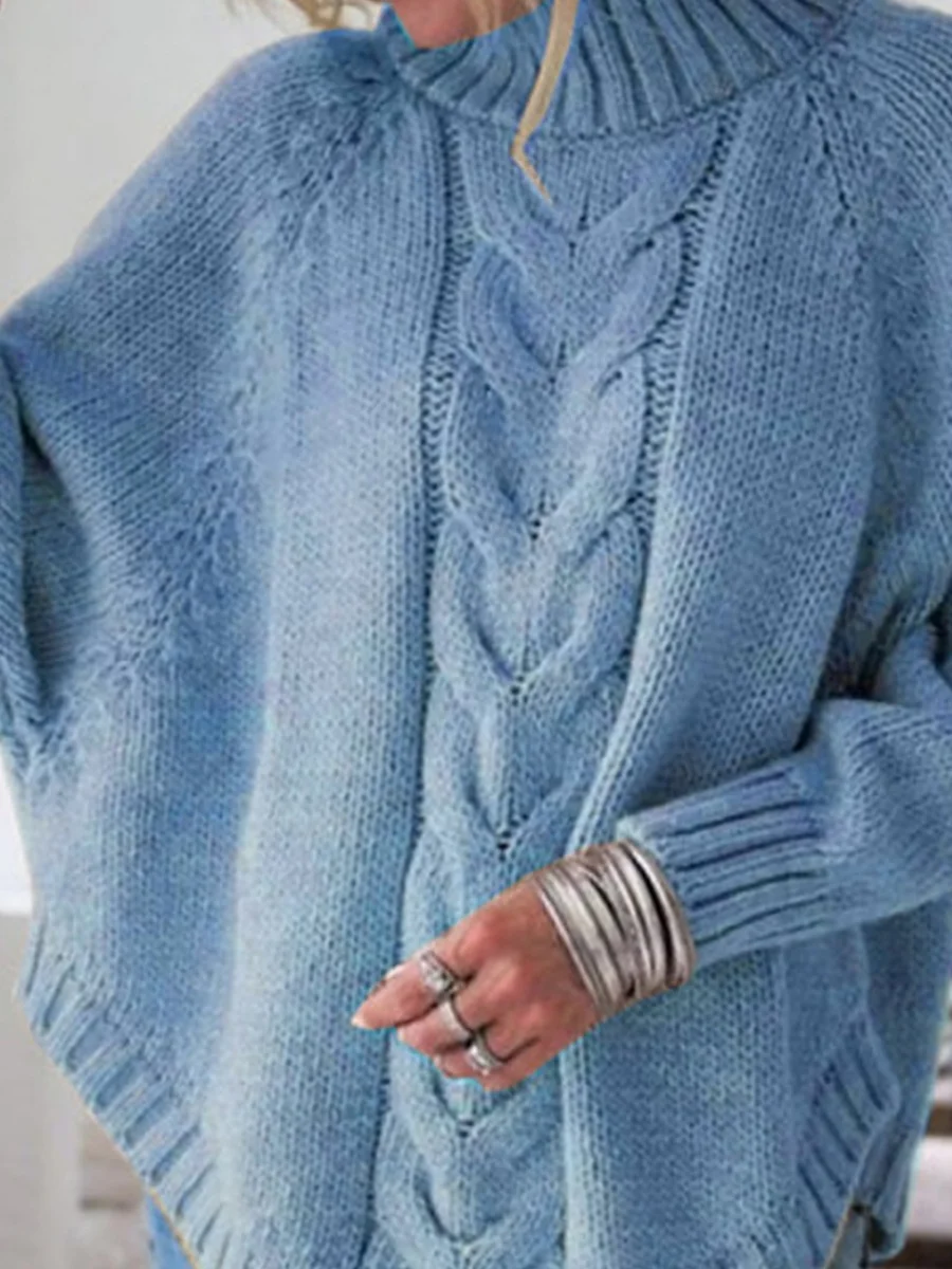 Split Joint Street Mock Neck Dolman Sleeve Sweater