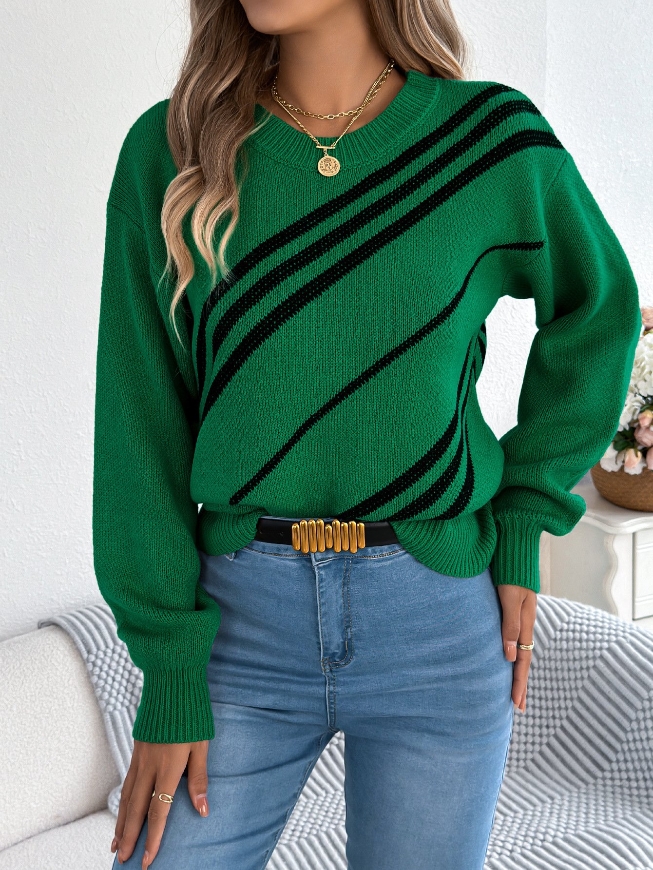 Geometric Regular Fit Casual Sweater