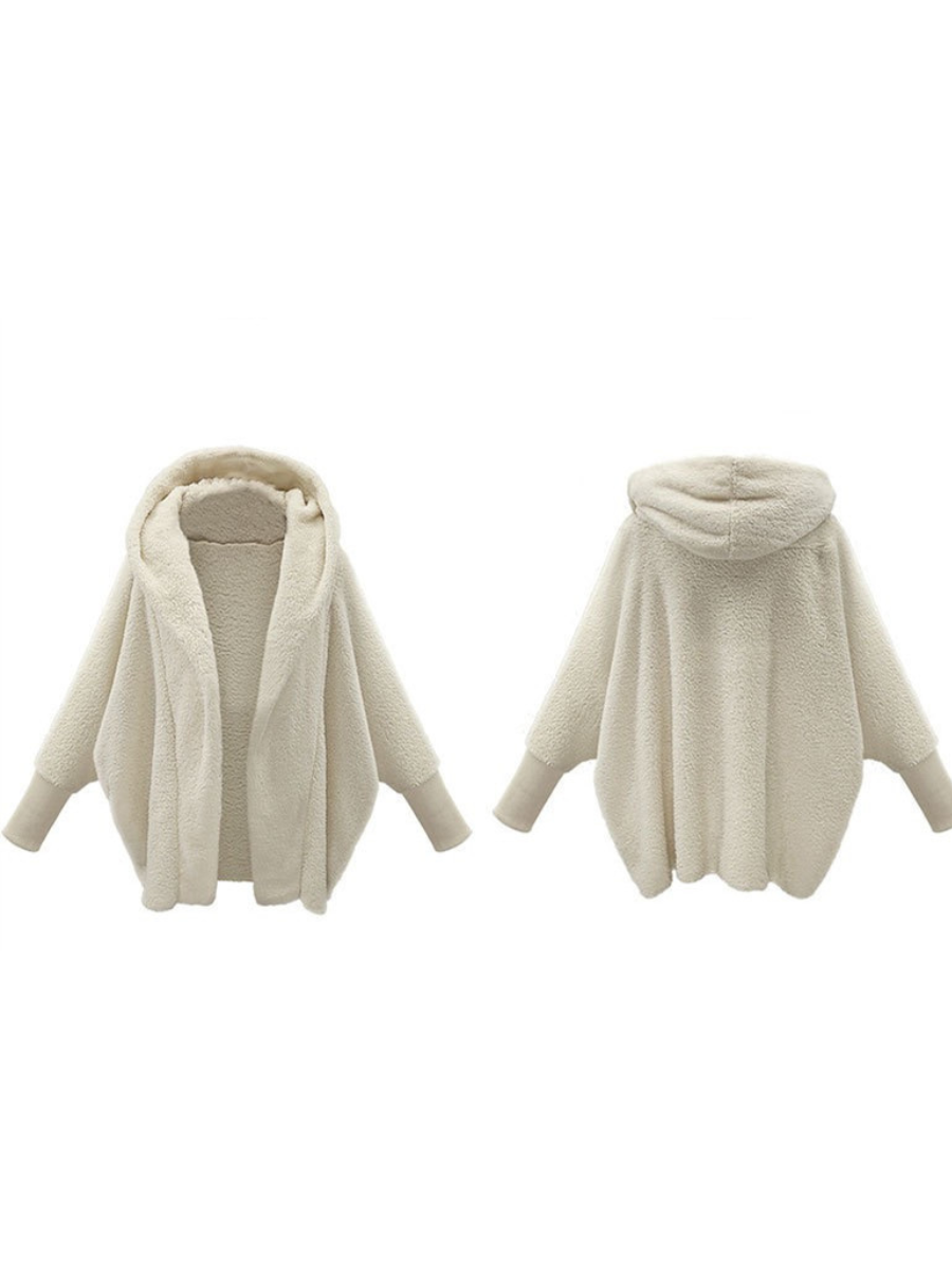 Loose Lapel Collar Dolman Sleeve Split Joint Girly Coat