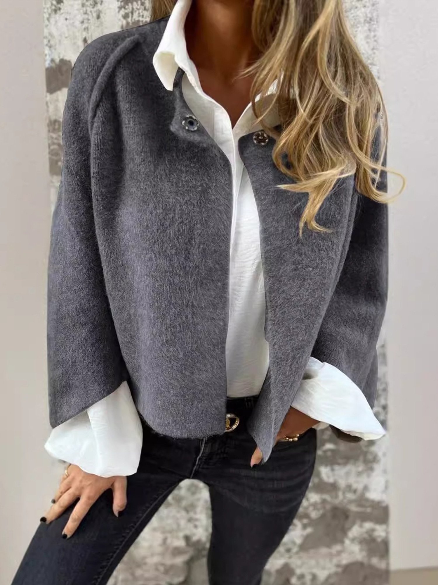 Urban Plain Crew Neck Jacket