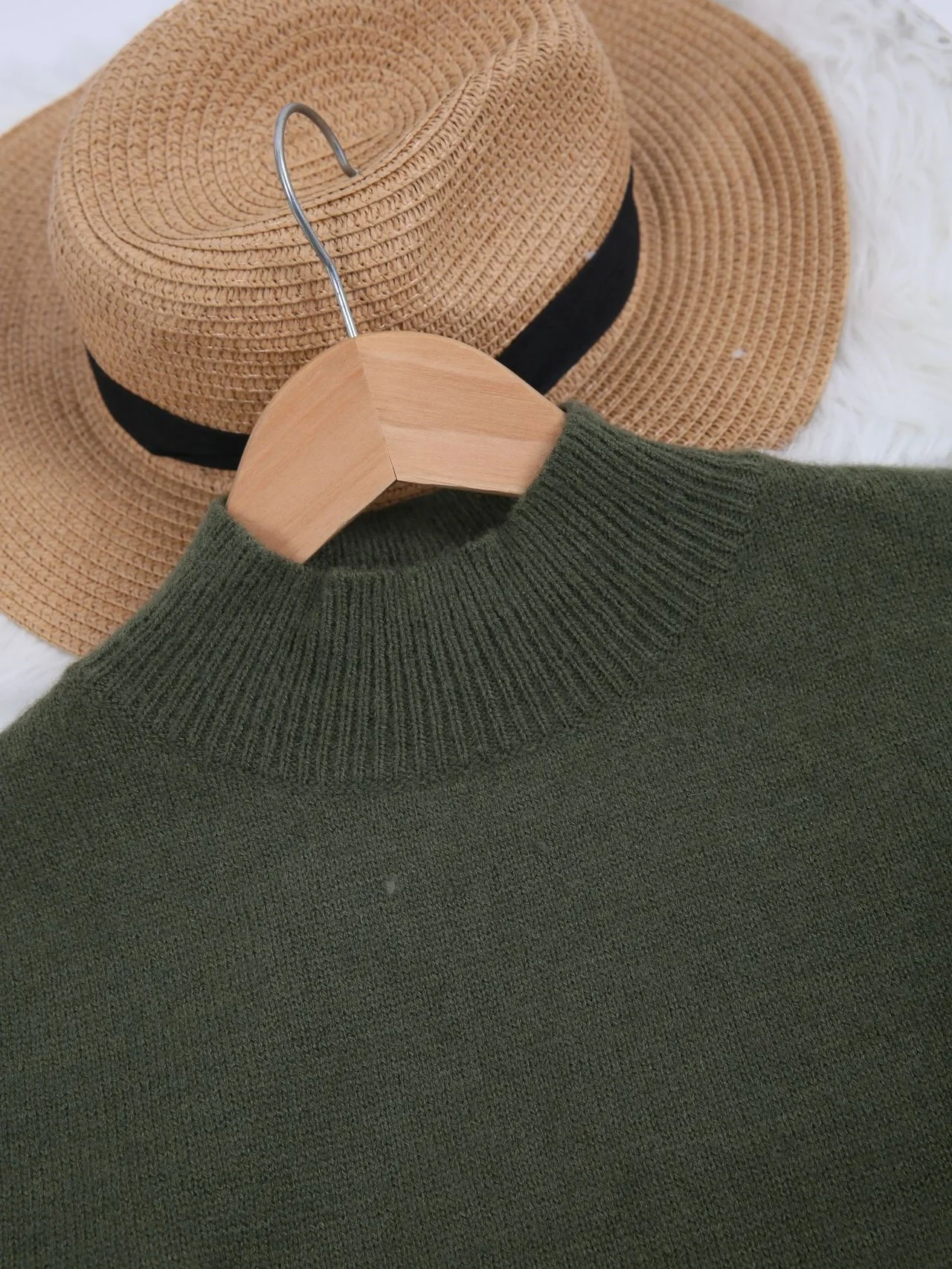 Plain Mock Neck Street Sweater