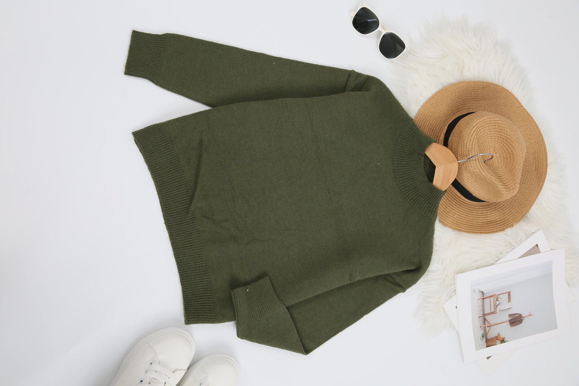 Plain Mock Neck Street Sweater