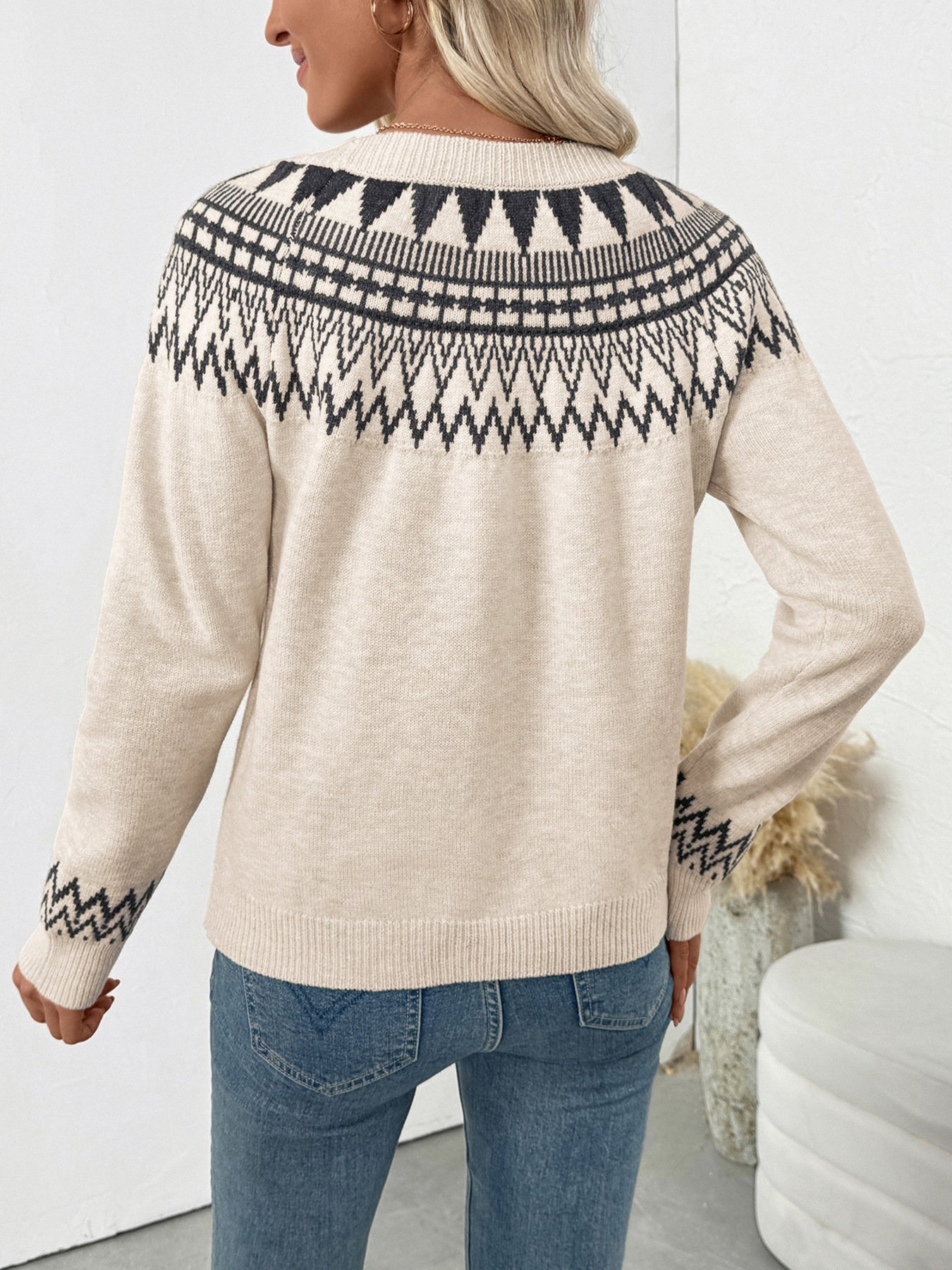 Cotton Casual Crew Neck Sweater
