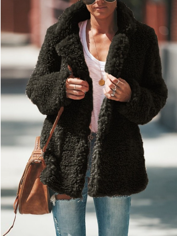 Shawl Collar Plain Urban Split Joint Jacket