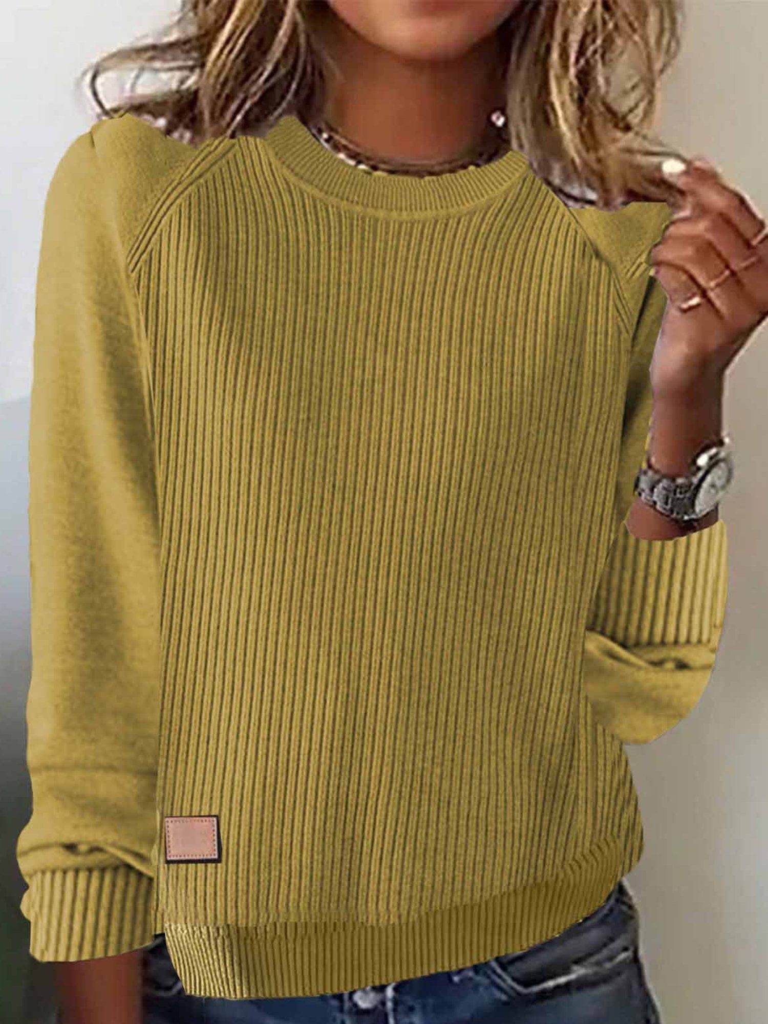 Casual Plain Crew Neck Sweater
