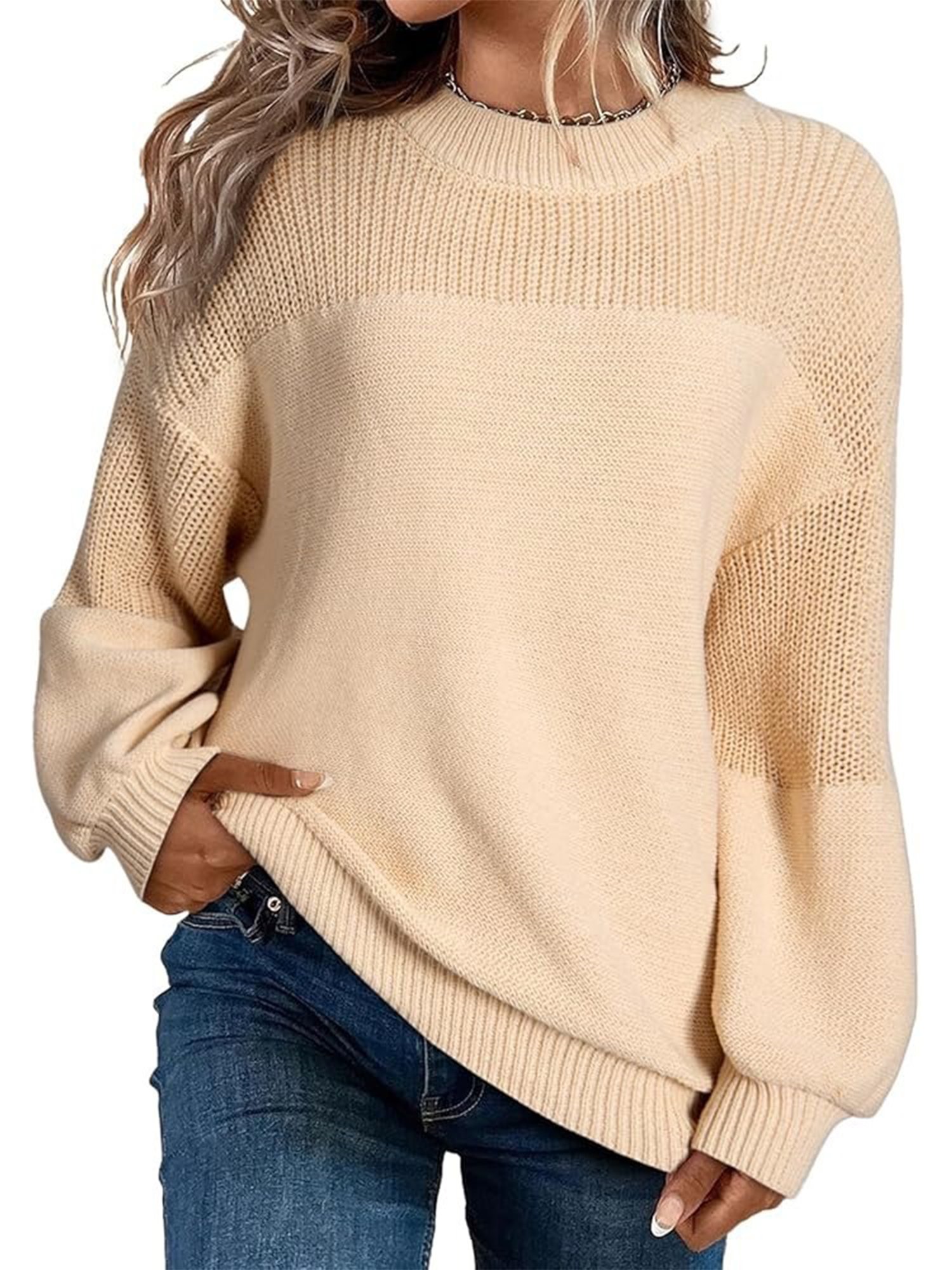 Casual Plain Crew Neck Sweater