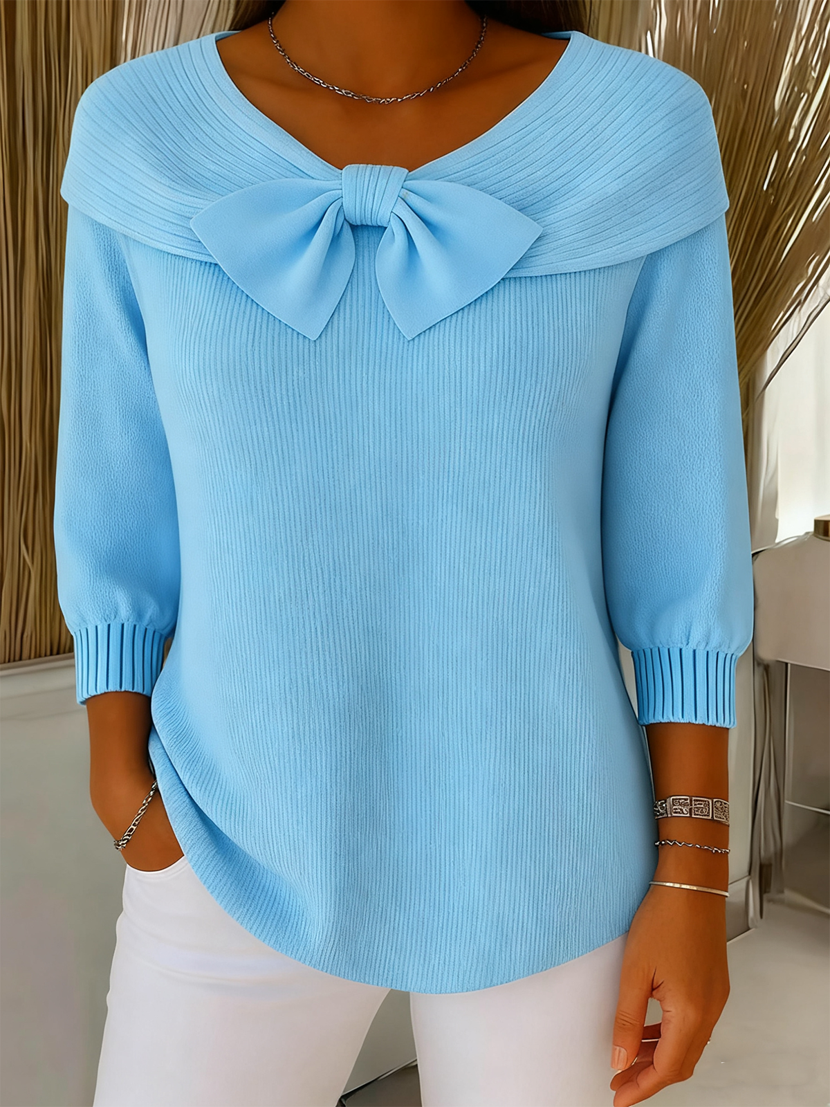 Plain Simple Crew Neck Loose Knit Top