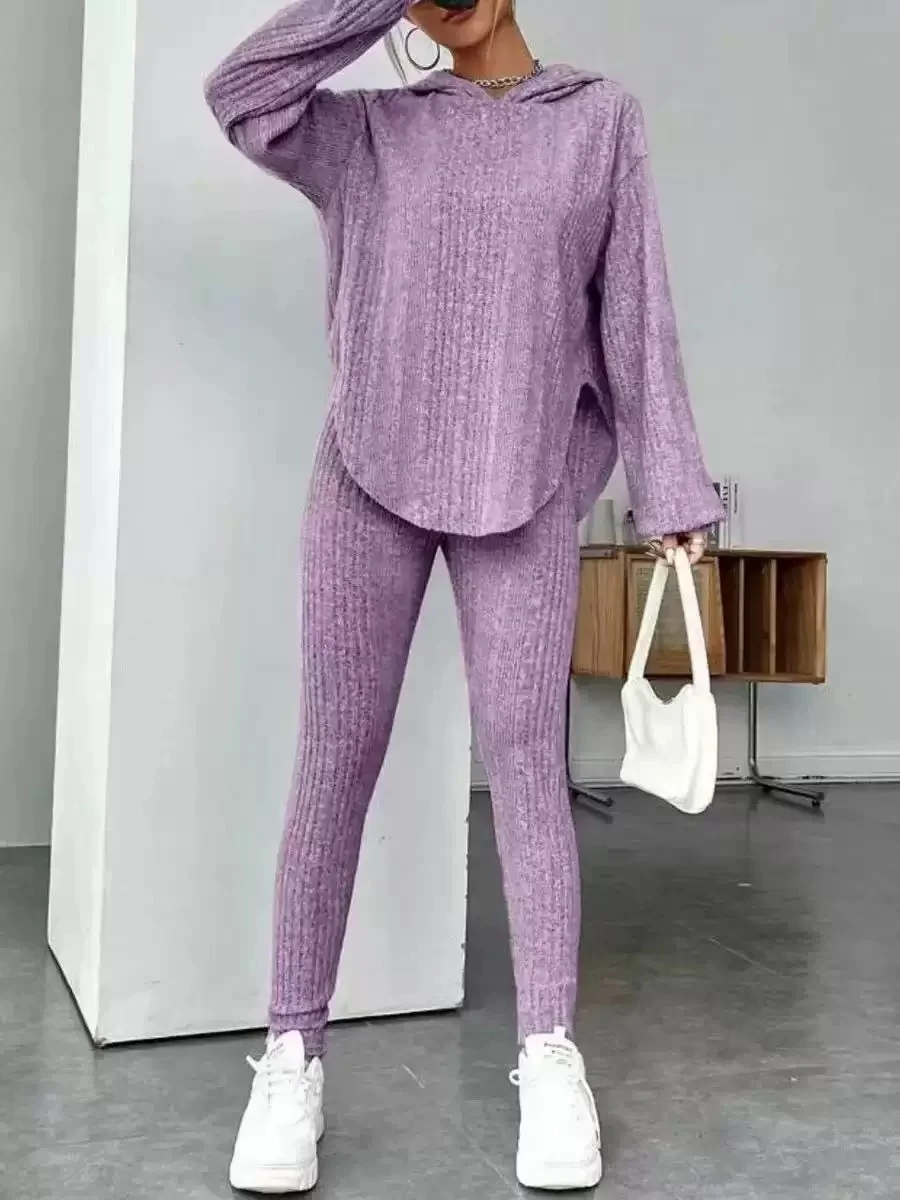 Women's Embossed Plain Daily Going Out Two-Piece Set Black Casual Spring/Fall Top With Pants Matching Set