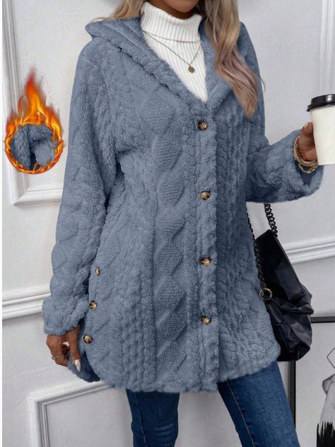 Casual Plain Fluff/Granular Fleece Fabric Teddy Jacket