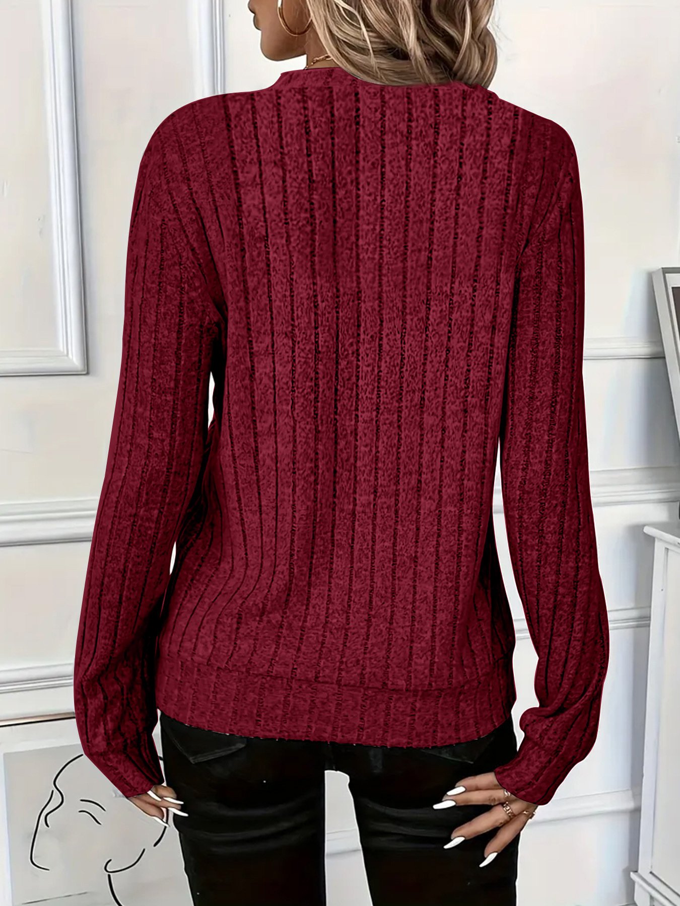 Vintage Loose Plain Others Knit Top