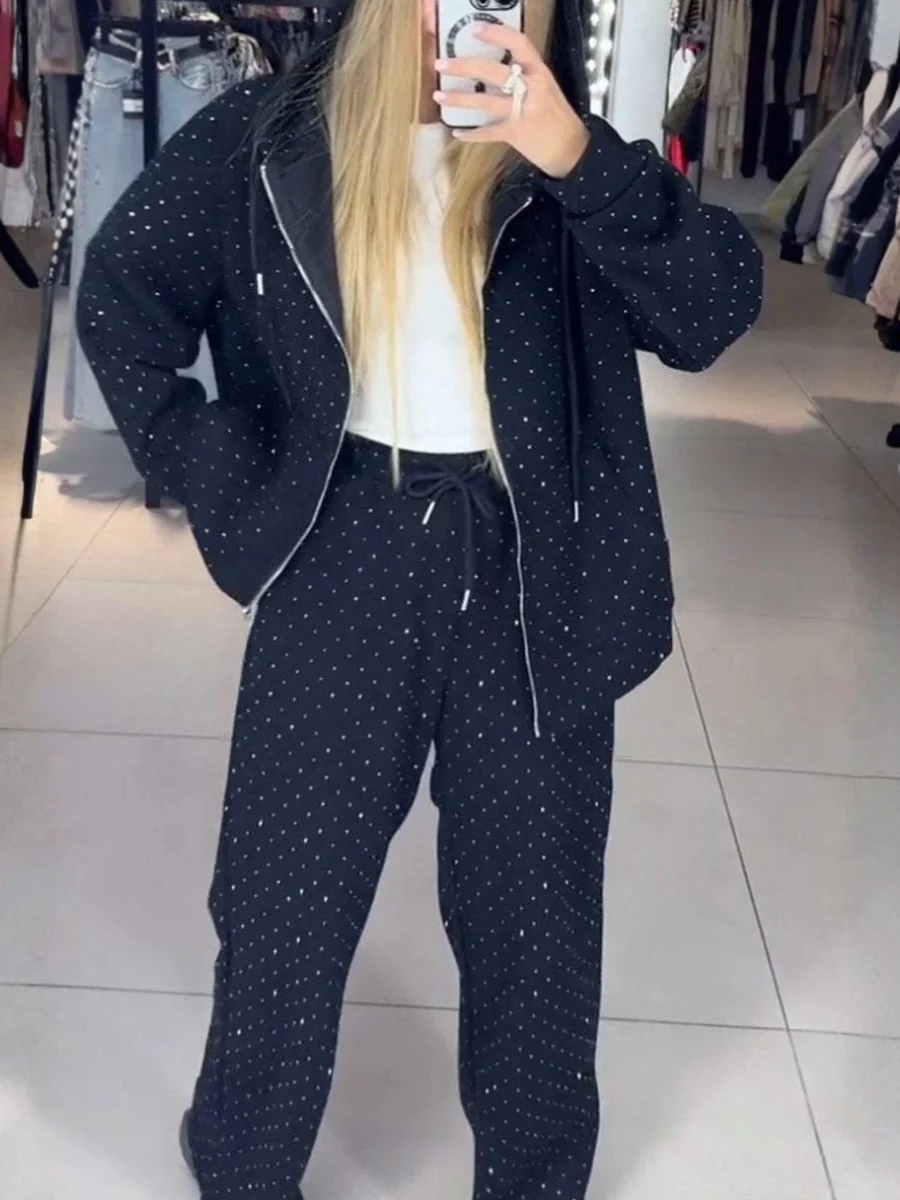 Women's Adjustable Strap Plain Daily Going Out Two-Piece Set Black Casual Spring/Fall Top With Pants Matching Set