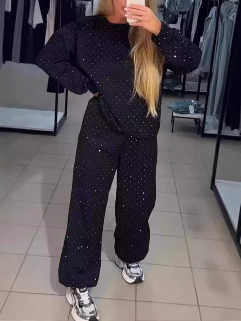 Women's Adjustable Strap Plain Daily Going Out Two-Piece Set Black Casual Spring/Fall Top With Pants Matching Set