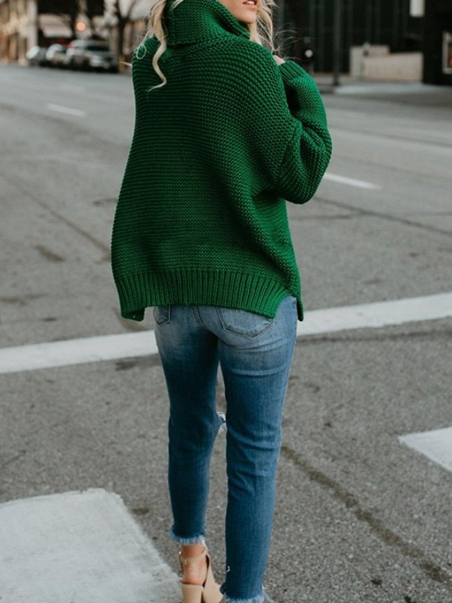 Loose Lady Romance Split Joint Plain Sweater