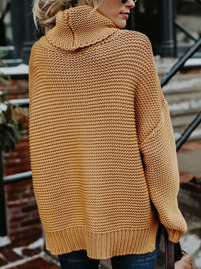 Loose Lady Romance Split Joint Plain Sweater