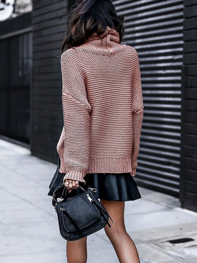 Loose Lady Romance Split Joint Plain Sweater