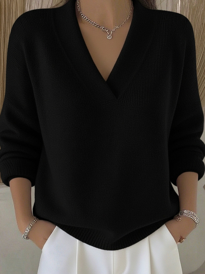 Casual Plain Split Joint Cotton Sweater