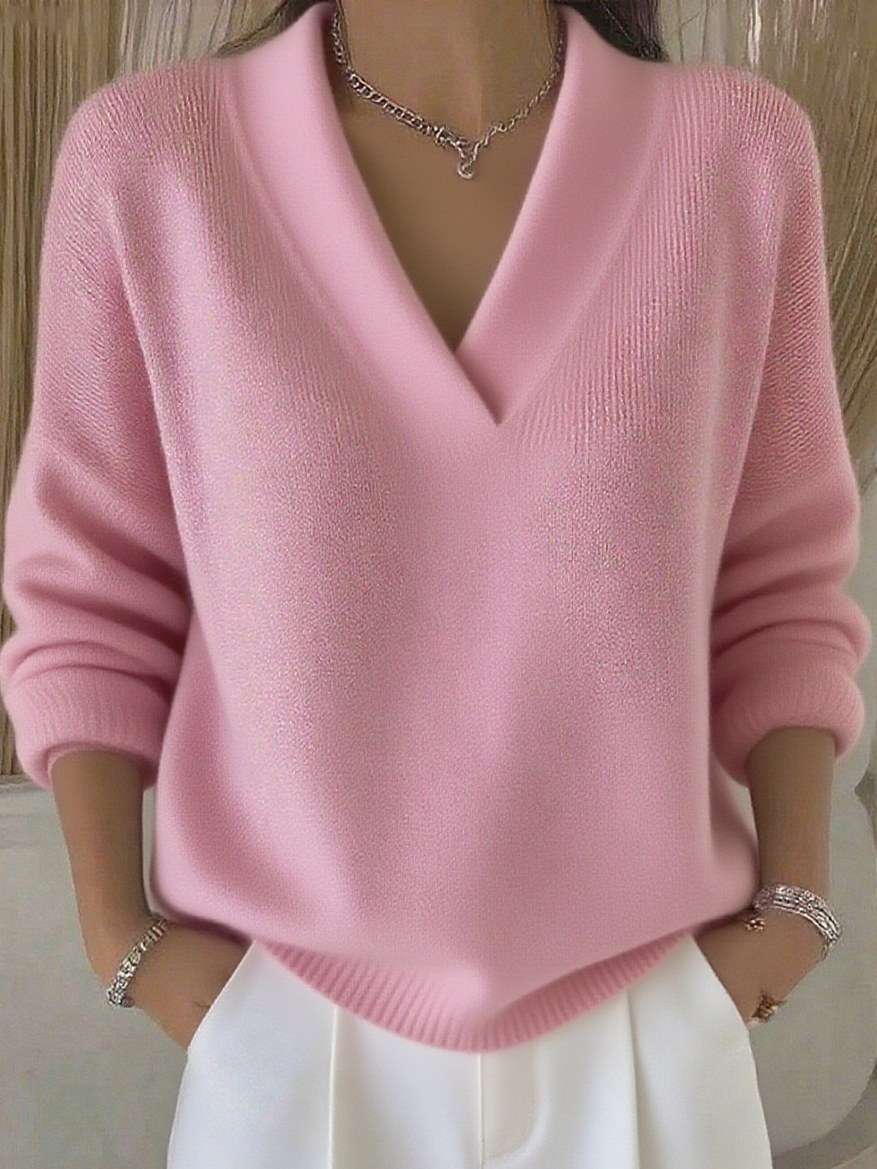 Casual Plain Split Joint Cotton Sweater