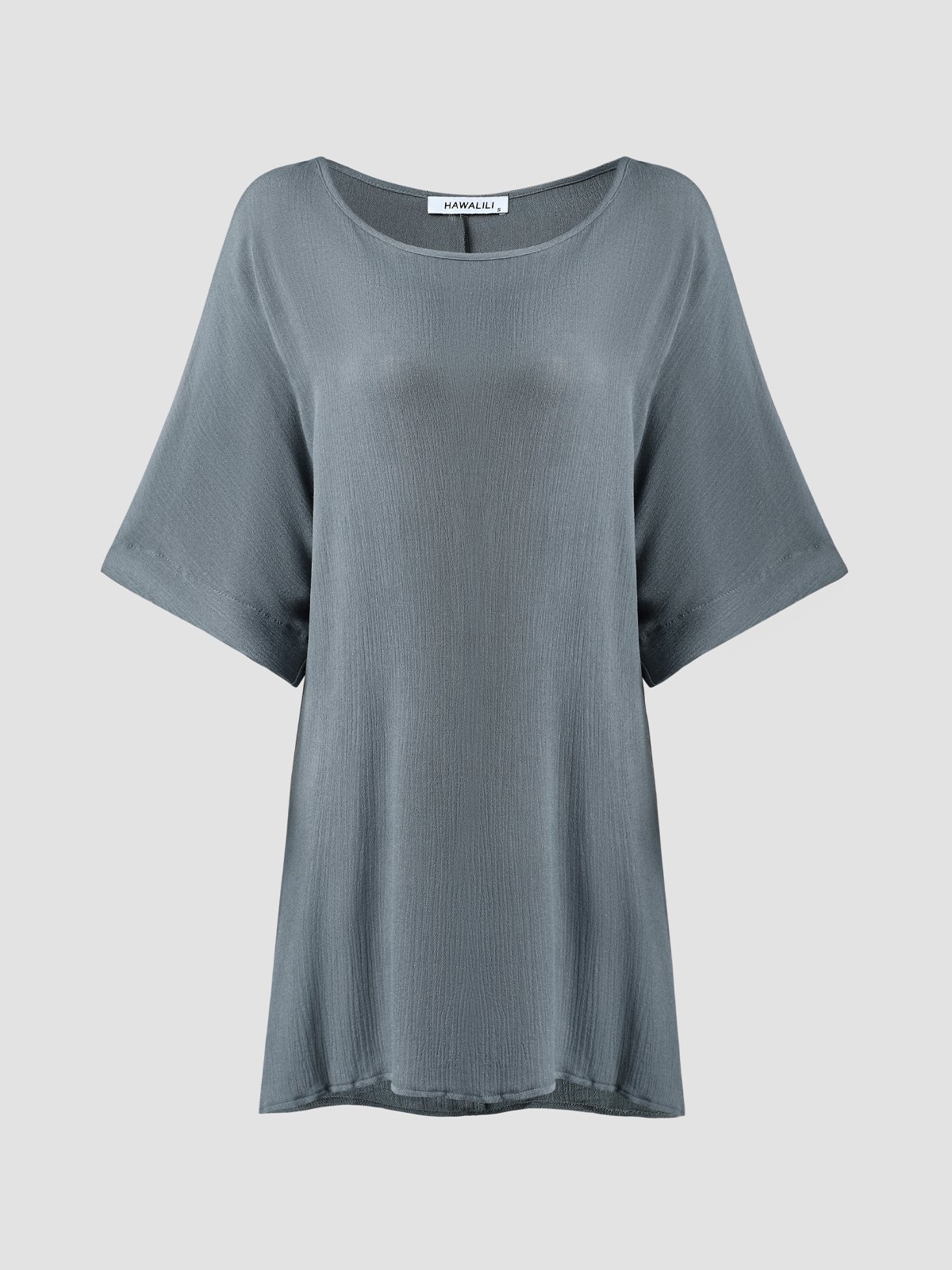 Summer Loose Solid Casual Short Sleeve Cotton and Linen Tunic Top