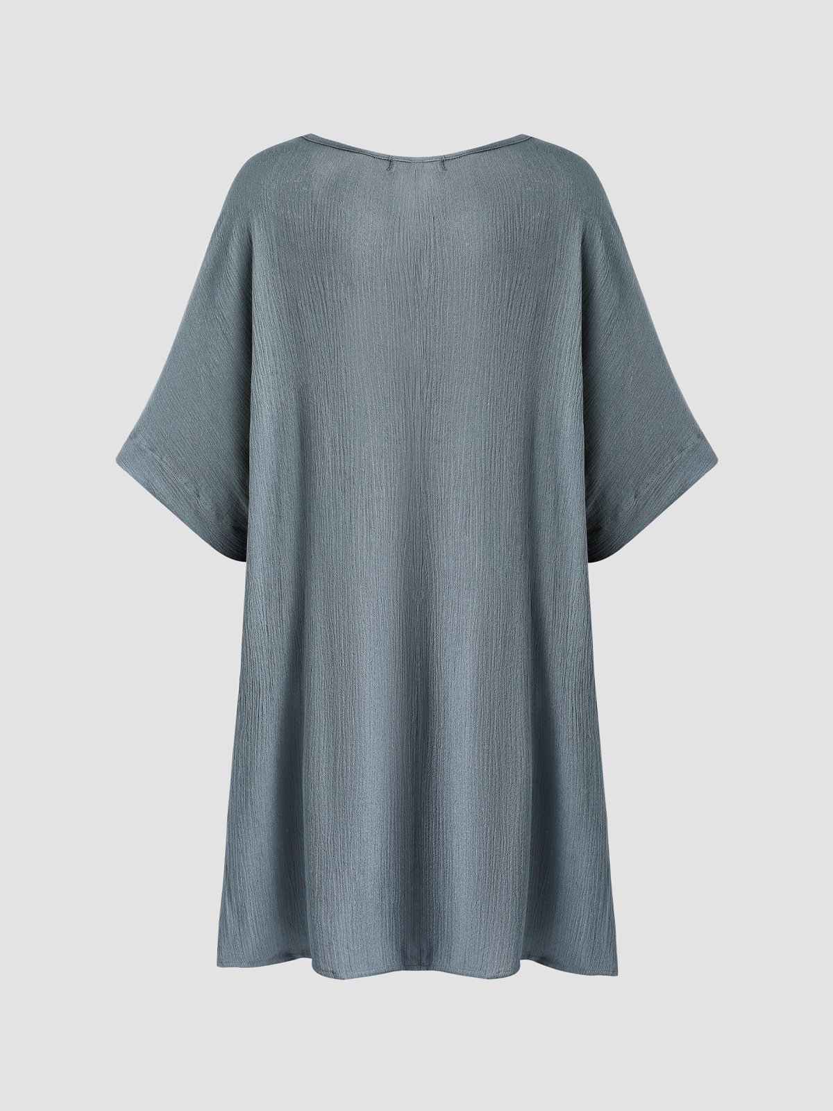 Summer Loose Solid Casual Short Sleeve Cotton and Linen Tunic Top