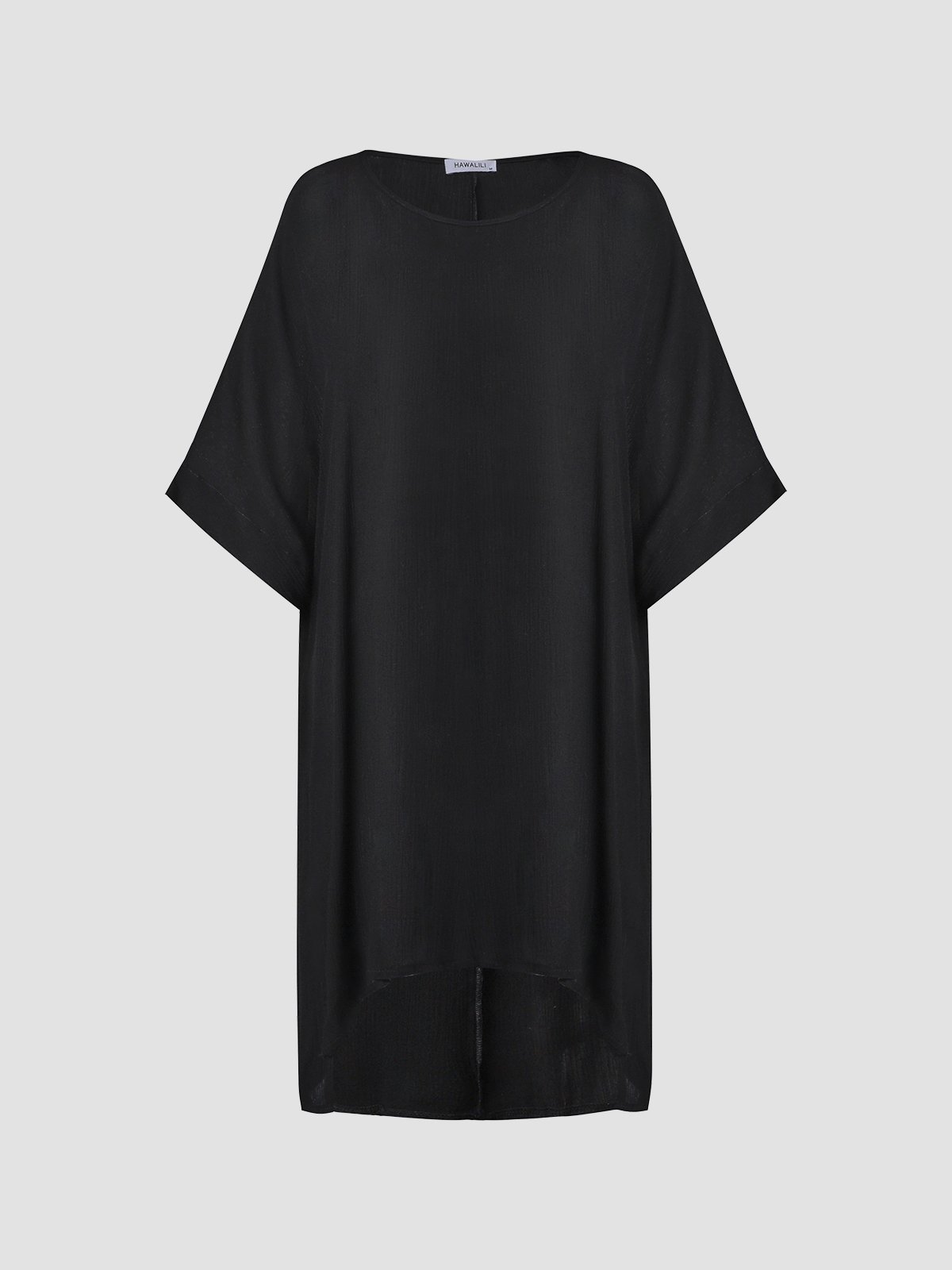 Summer Loose Solid Casual Short Sleeve Cotton and Linen Tunic Top