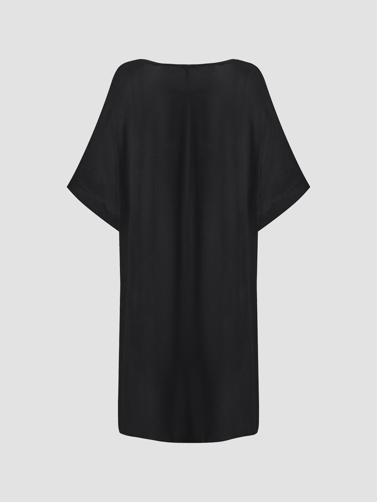 Summer Loose Solid Casual Short Sleeve Cotton and Linen Tunic Top